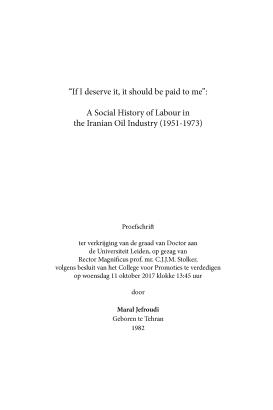 A Social History of Labour in the Iranian Oil Industry (1951-1973)